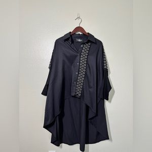 Oversized Long Sleeve Asymmetrical Button Up Shirt
